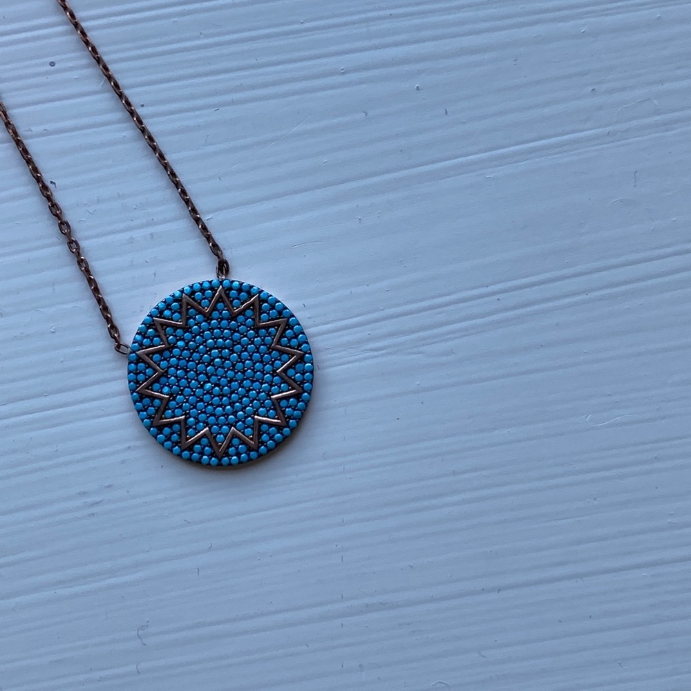 Boho rose gold and blue necklace